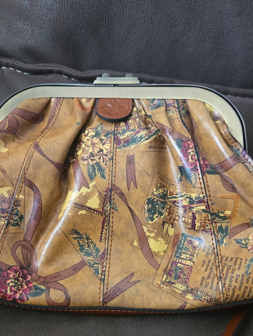 Patricia Nash Tan Floral Print Crossbody Bag